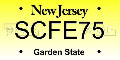 SCFE75 New Jersey License Plate