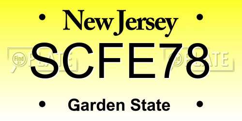 SCFE78 New Jersey License Plate