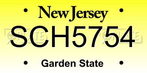 SCH5754 New Jersey License Plate
