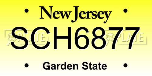 SCH6877 New Jersey License Plate