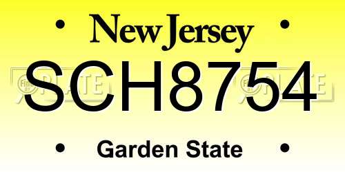 SCH8754 New Jersey License Plate