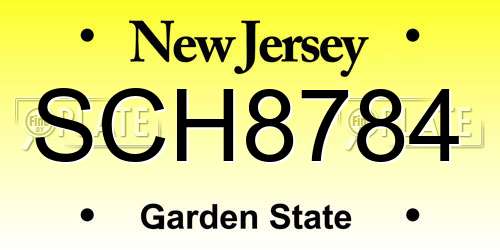 SCH8784 New Jersey License Plate