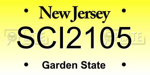 SCI2105 New Jersey License Plate