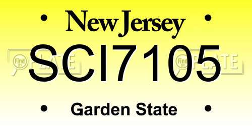 SCI7105 New Jersey License Plate