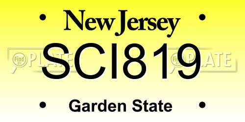 SCI819 New Jersey License Plate