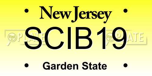 SCIB19 New Jersey License Plate