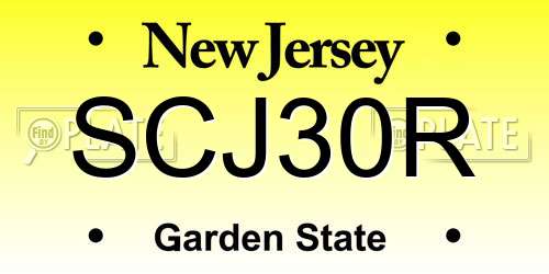 SCJ30R New Jersey License Plate