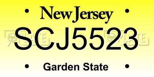 SCJ5523 New Jersey License Plate