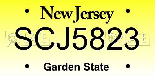 SCJ5823 New Jersey License Plate