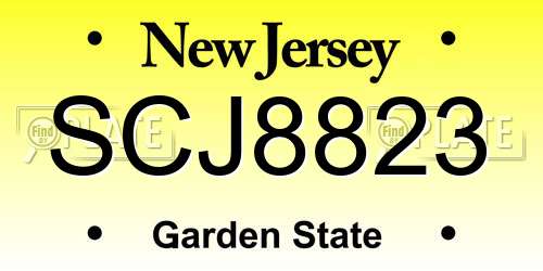 SCJ8823 New Jersey License Plate