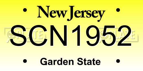 SCN1952 New Jersey License Plate