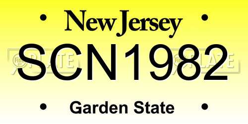 SCN1982 New Jersey License Plate