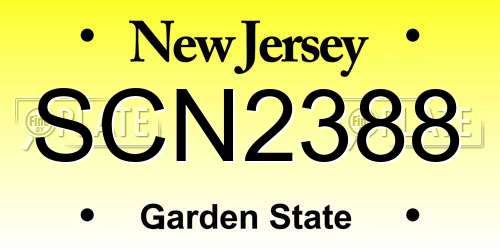 SCN2388 New Jersey License Plate