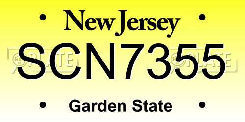 SCN7355 New Jersey License Plate