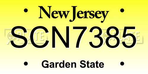 SCN7385 New Jersey License Plate