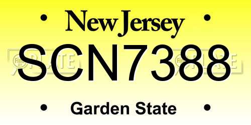 SCN7388 New Jersey License Plate