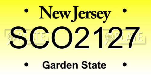 SCO2127 New Jersey License Plate