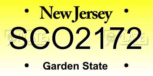 SCO2172 New Jersey License Plate