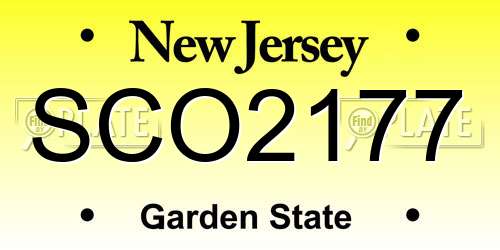 SCO2177 New Jersey License Plate