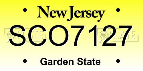 SCO7127 New Jersey License Plate