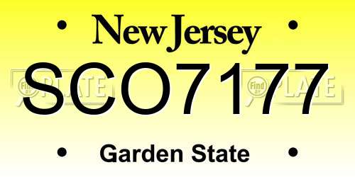 SCO7177 New Jersey License Plate