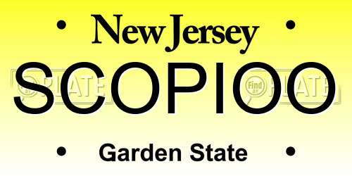 SCOPIOO New Jersey License Plate