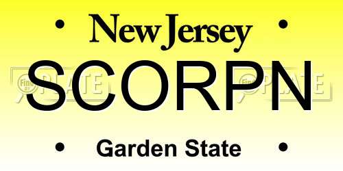 SCORPN New Jersey License Plate