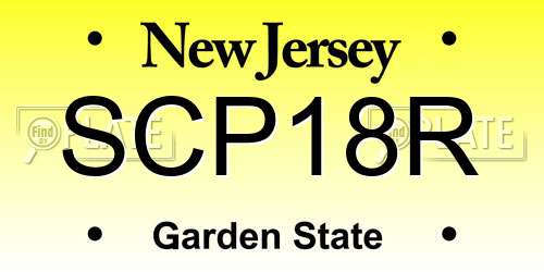 SCP18R New Jersey License Plate