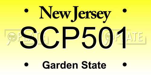 SCP501 New Jersey License Plate
