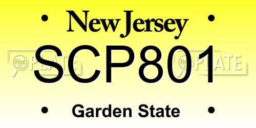 SCP801 New Jersey License Plate