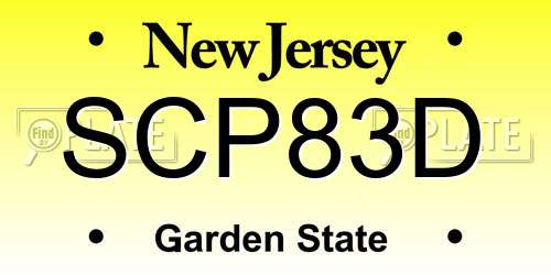 SCP83D New Jersey License Plate
