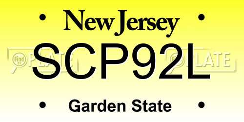 SCP92L New Jersey License Plate