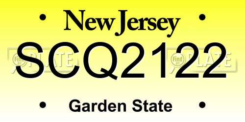 SCQ2122 New Jersey License Plate