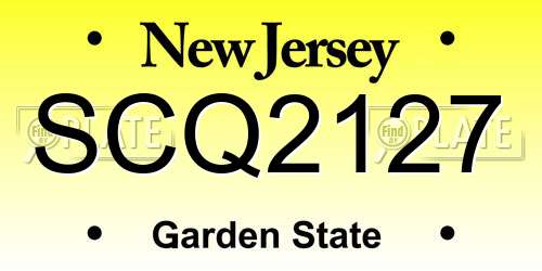 SCQ2127 New Jersey License Plate