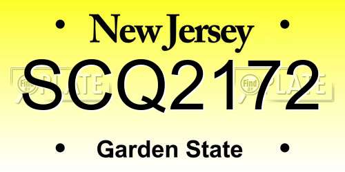 SCQ2172 New Jersey License Plate