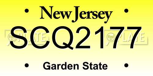 SCQ2177 New Jersey License Plate