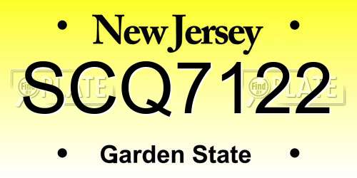 SCQ7122 New Jersey License Plate
