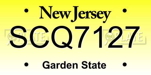 SCQ7127 New Jersey License Plate