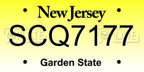 SCQ7177 New Jersey License Plate