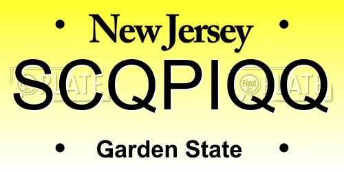SCQPIQQ New Jersey License Plate