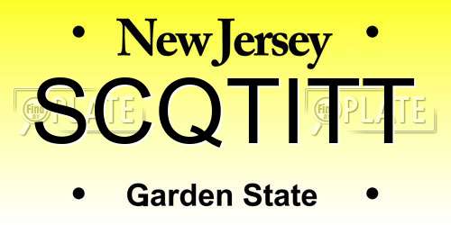 SCQTITT New Jersey License Plate