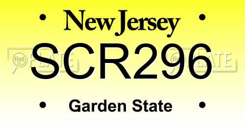 SCR296 New Jersey License Plate