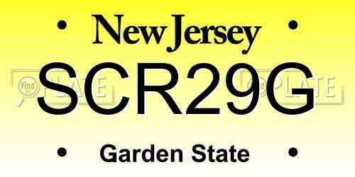 SCR29G New Jersey License Plate