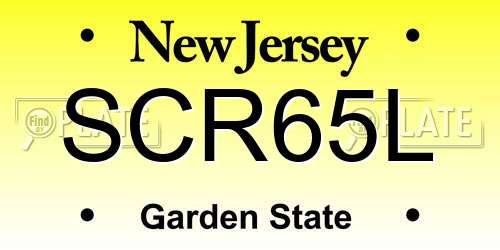 SCR65L New Jersey License Plate