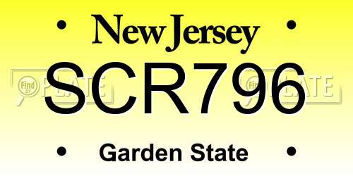 SCR796 New Jersey License Plate