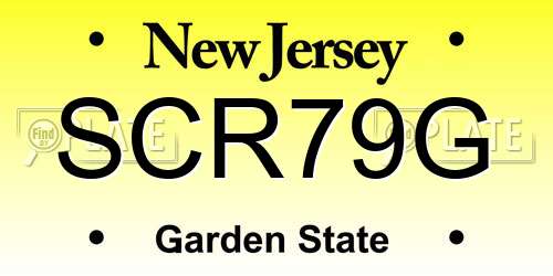 SCR79G New Jersey License Plate