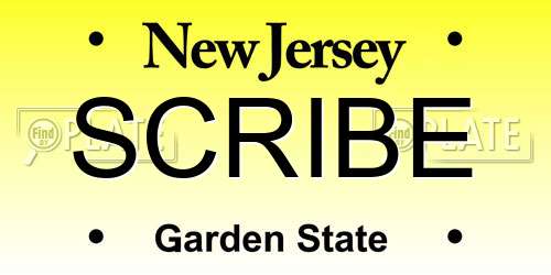SCRIBE New Jersey License Plate