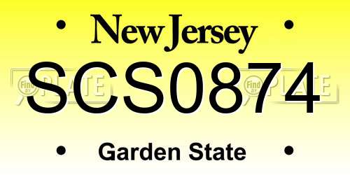 SCS0874 New Jersey License Plate