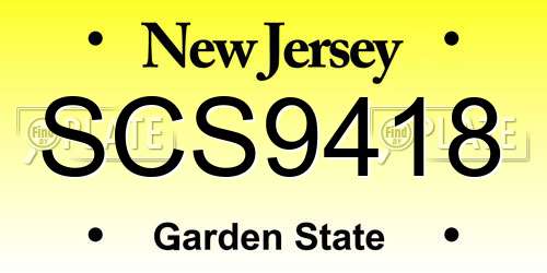 SCS9418 New Jersey License Plate