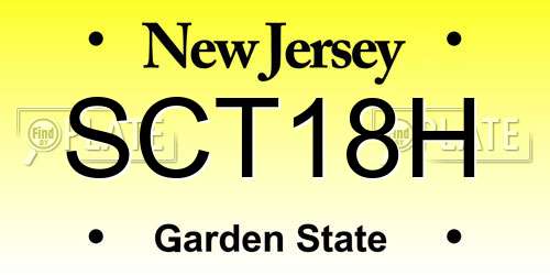 SCT18H New Jersey License Plate
